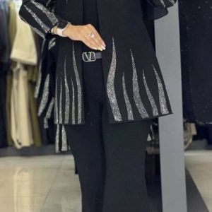 کت یقه گرد نگین آتشی